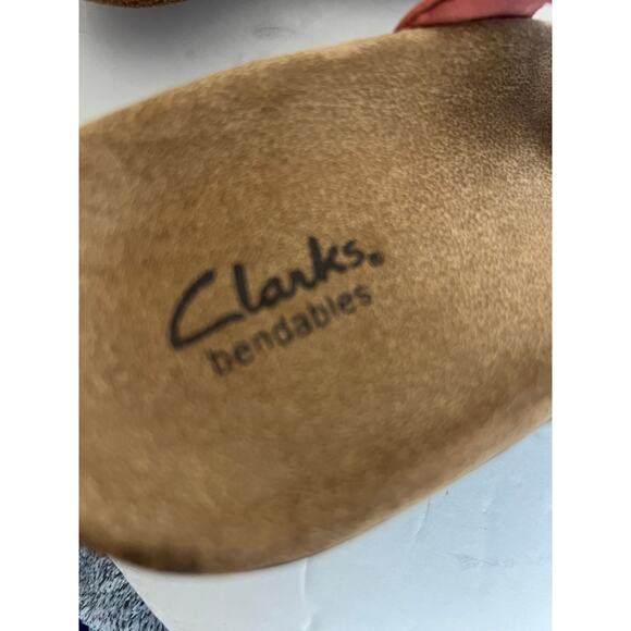 Clarks Lexi Myrtle Low Wedge Bendables Slide Leather Comfort Sandals Sz 10 Wide - Picture 10 of 10
